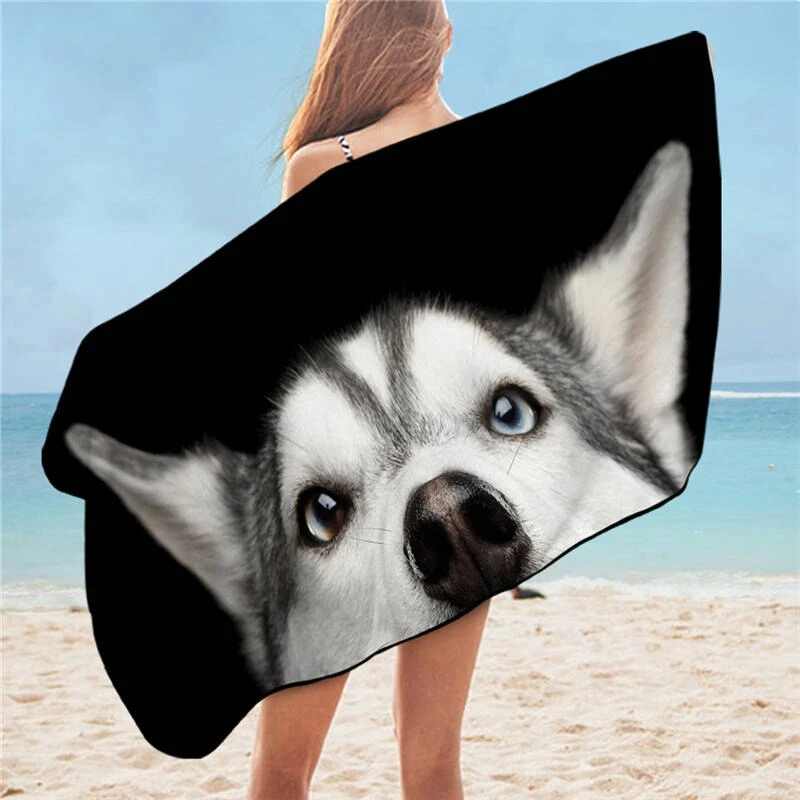 Serviette de plage chien - bleublancbeauf.com