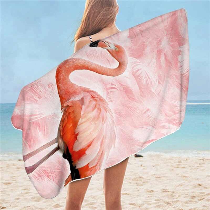 Serviette de plage flamant rose - bleublancbeauf.com